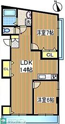 鹿島ビルガーデン花小金井 2LDKの間取図画像