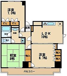 ベルエア調布 3LDKの間取図画像