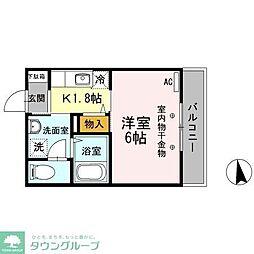 ボヌール平和台 1Kの間取図画像