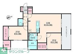 ジャルダンヴェール武蔵野 2LDKの間取図画像