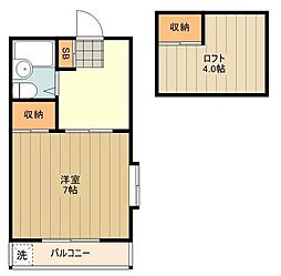 コーポ錦 2階1Kの間取り