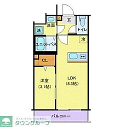 JR青梅線 羽村駅 徒歩8分の賃貸アパート 3階1LDKの間取り