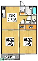 サンハイツ 1階2DKの間取り