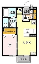 ラ・トゥーエル 2階1LDKの間取り