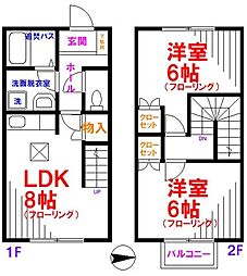 絹の道　B棟 2階2LDKの間取り