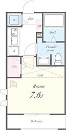 パルティール 2階1Kの間取り