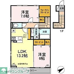 けやき　弐番館 2階2LDKの間取り