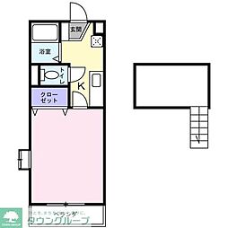 メビウスメルズII 1階1Kの間取り