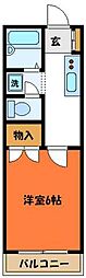 メゾンカトレア ワンルームの間取図画像