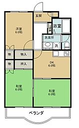 コンフォート22 3DKの間取図画像