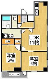 第2アーク山崎 2LDKの間取図画像