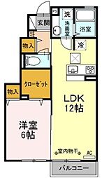 リラ・クレール 1LDKの間取図画像