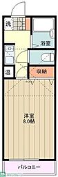 フラットウェスト3 1Kの間取図画像