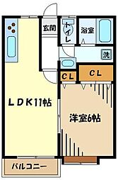 パストラール 1LDKの間取図画像