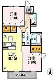 オレンジフローラ 2LDKの間取図画像