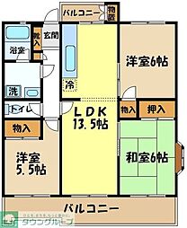 玉川町五丁目住宅1号棟 3LDKの間取図画像