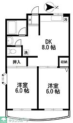 パールレジデンス花小金井 2DKの間取図画像