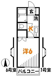 第2シャトレー武蔵野 1Kの間取図画像