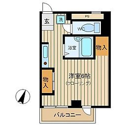 ブルースカイ ワンルームの間取図画像
