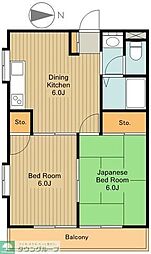 ブラウンハイツ 2DKの間取図画像