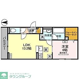 JR武蔵野線 越谷レイクタウン駅 徒歩17分の賃貸アパート 2階1LDKの間取り