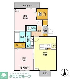 東武伊勢崎線 草加駅 徒歩19分の賃貸アパート 1階2LDKの間取り