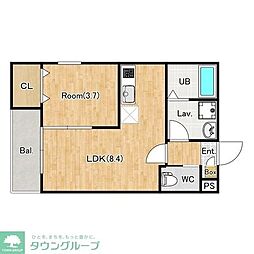 ジーメゾン春日部ウェスト 1LDKの間取図画像