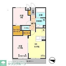 つくばエクスプレス 三郷中央駅 徒歩7分の賃貸アパート 2階2DKの間取り