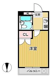 東武伊勢崎線 谷塚駅 徒歩10分の賃貸マンション 2階1Kの間取り