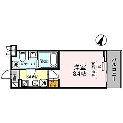 東武伊勢崎線 越谷駅 徒歩5分の賃貸マンション 4階1Kの間取り