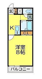 東武伊勢崎線 大袋駅 徒歩23分の賃貸アパート 1階1Kの間取り