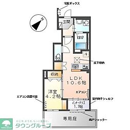 JR武蔵野線 東川口駅 徒歩19分の賃貸アパート 1階1LDKの間取り