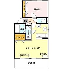つくばエクスプレス 三郷中央駅 徒歩8分の賃貸アパート 1階1LDKの間取り