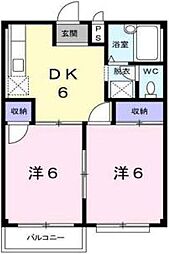 つくばエクスプレス 八潮駅 バス12分 氷川神社前下車 徒歩4分の賃貸アパート 2階2DKの間取り