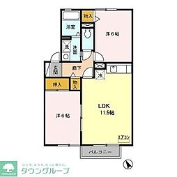リヴィエール2 2LDKの間取図画像