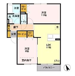 エクセル 2LDKの間取図画像