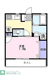 ボヌール 1Kの間取図画像