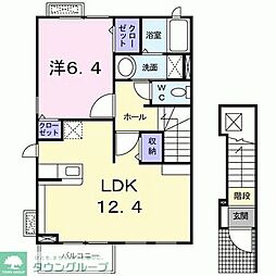 クラベールKM 1LDKの間取図画像