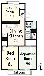 グリーンパーク越谷B 3DKの間取図画像