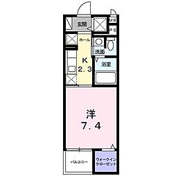 コンティネント 1Kの間取図画像