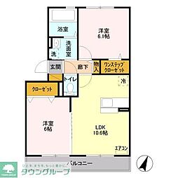 カーサ・ドマーニA 2LDKの間取図画像