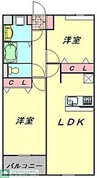 グリシーヌ登戸 2LDKの間取図画像