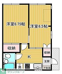 ハイツリバーサイドA 2Kの間取図画像