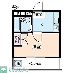 シャインハイム草加新田1 1Kの間取図画像
