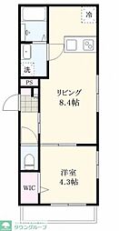 シュシュ越谷 1LDKの間取図画像