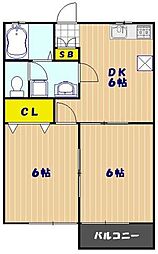 ソレイユ・エ・アムール 2DKの間取図画像