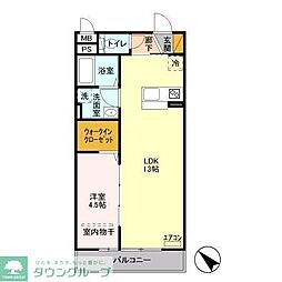 ウエストエーデル 1LDKの間取図画像