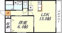 ベルシティ 1LDKの間取図画像