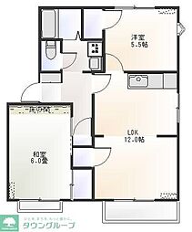 ドミールイソダE棟 2LDKの間取図画像