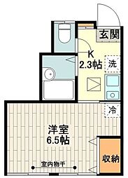 アウローラ 2階1Kの間取り
